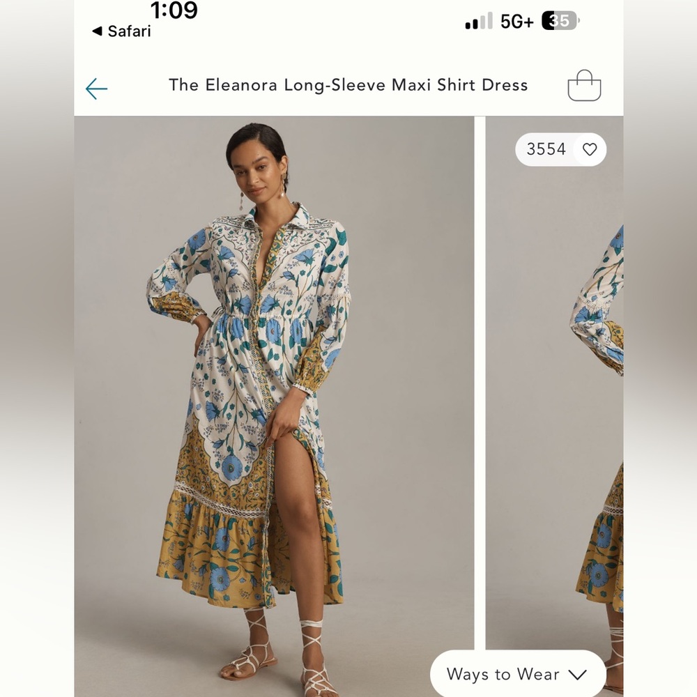 NWT Anthropologie Eleanora Maxi shirt dress 1x
